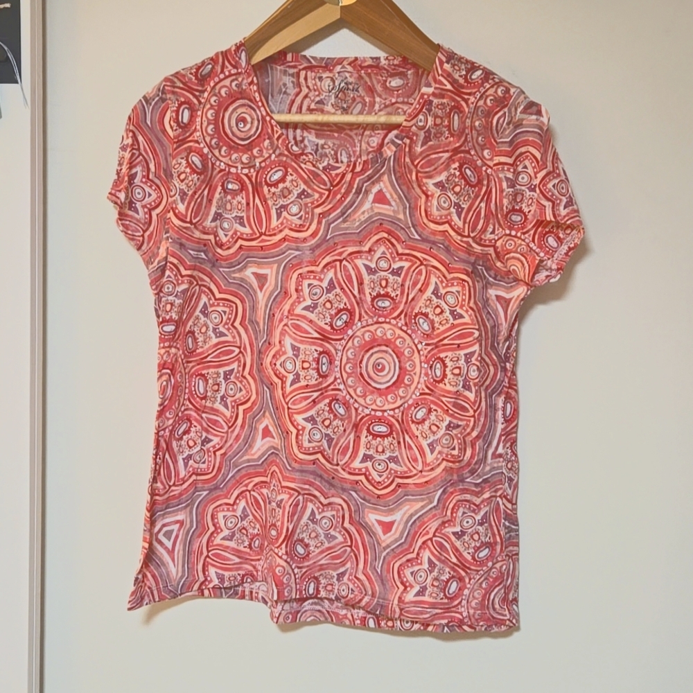 Style & Co Sport top. 2 layers. Pretty color. With rhinestones (crystal & pink)
